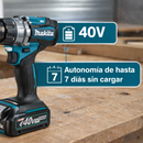 Kit Taladro y Atornillador Profesional 40V Titanium Completo + Maleta, Batería Extra, Base de Carga y Kit de Mechas