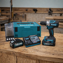 Kit Taladro y Atornillador Profesional 40V Titanium Completo + Maleta, Batería Extra, Base de Carga y Kit de Mechas