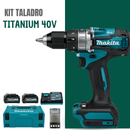 Kit Taladro y Atornillador Profesional 40V Titanium Completo + Maleta, Batería Extra, Base de Carga y Kit de Mechas